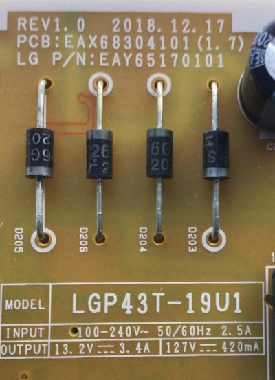 KIT DE TARJETAS PARA TV LG / MAIN EBU65853504 / EAX69083603(1.0) / 0L1L0133-005 / FUENTE EAY65170101 / EAX68304101(1.7) / LGP43T-19U1 / PANEL NC430DQG-AAHX1 / DISPLAY LC430DQJ(SL)(A2) / MODELO 43UN7300PUF.BUSWLJM - Imagen 4